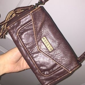 Roxy Faux Brown Leather Crossbody Purse